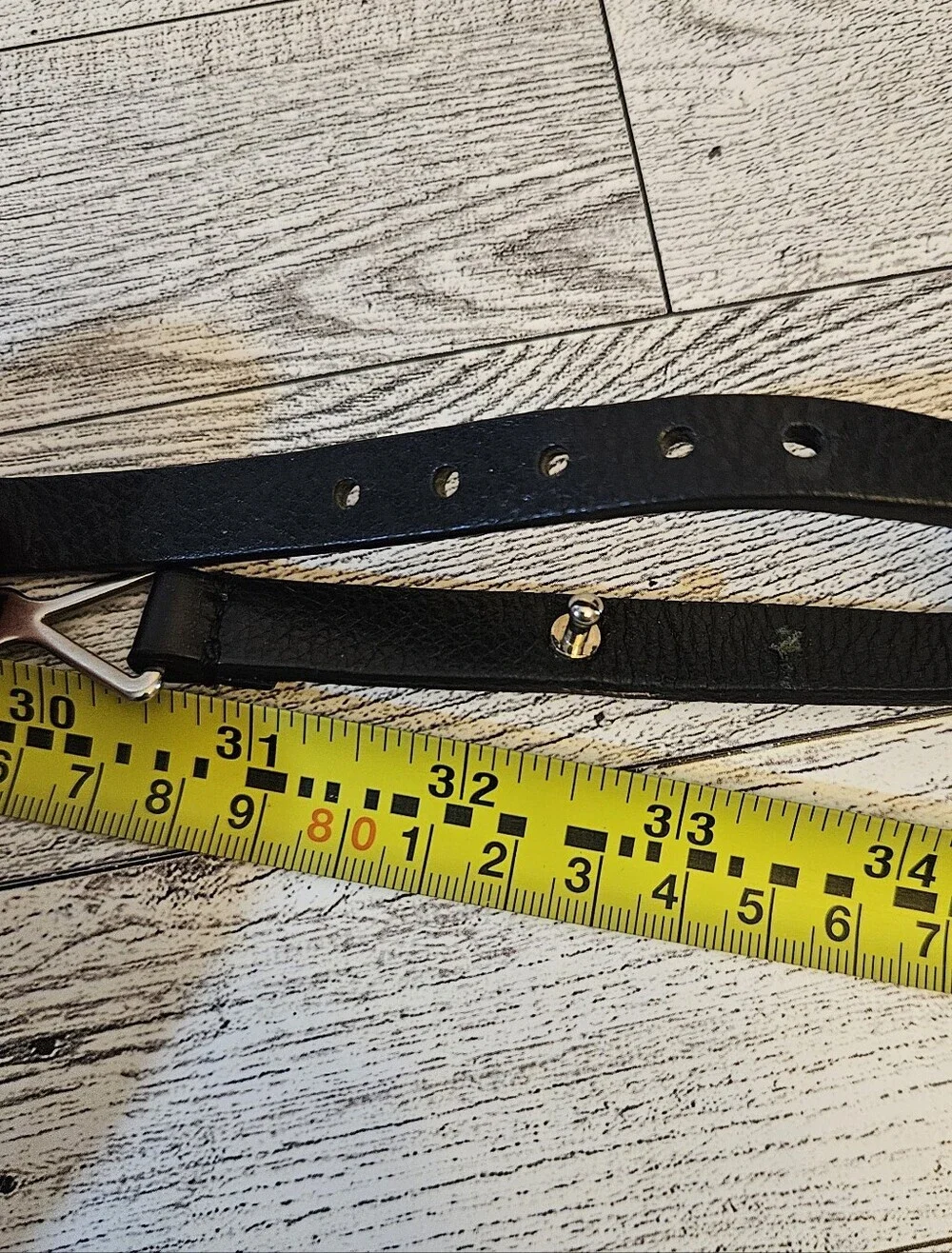 Black Leather And Silver Chain Link Belt 31